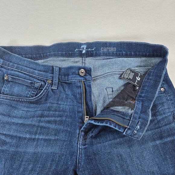 7 For All Mankind Carsen Relaxed Fit Straight Leg Stretch Denim Jeans Size 34 - Picture 2 of 7